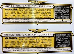 United Oil Bath Air Cleaner Decal, Set Of Two New Price Briggs Wisconsin 2for1