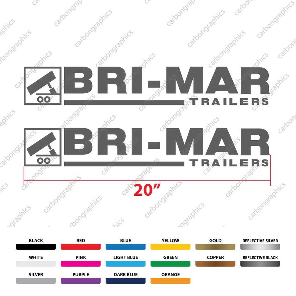 20” Bri-Mar Trailers Logo Decal Sticker – Pair (x2)