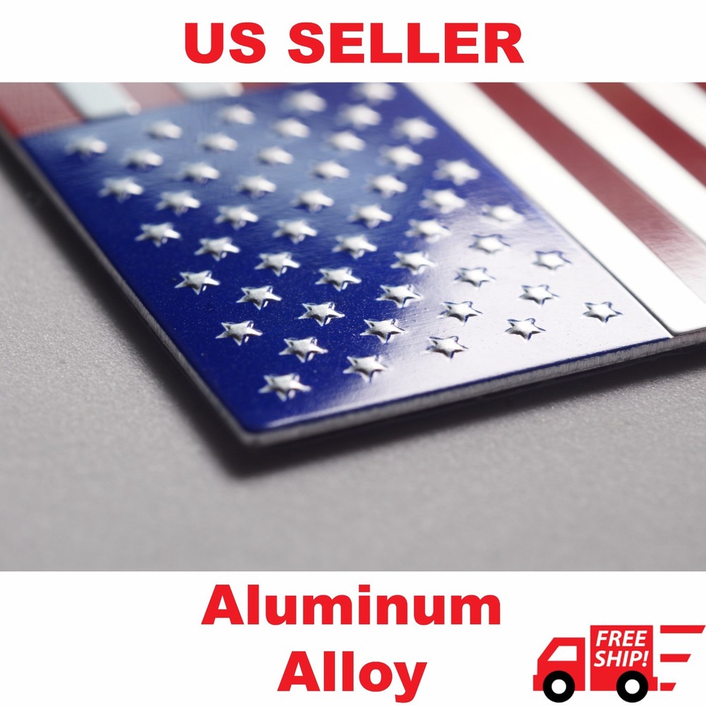 3D Aluminum US American Flag Sticker Decal | Auto Car Bike Emblem | 3.15″x1.75″