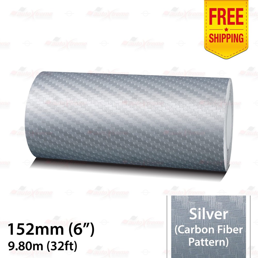 6″ 152mm PinStriping Pin Stripe Styling Decal Vinyl Sticker CARBON FIBER SILVER