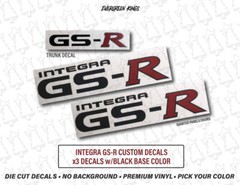 92-01 Integra GSR Decals Badge Emblem Set – BLACK – Type R GS JDM B18C1 DC DA DB