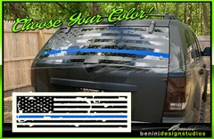 Blue Line Lives Matter AMERICAN FLAG SUV Back Window Decal Yukon Blazer