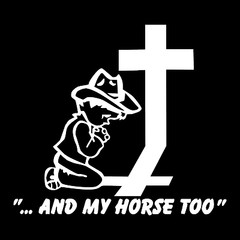 Cowboy Church Cross Child Praying Car Truck Window Laptop Vinyl Decal Sticker.