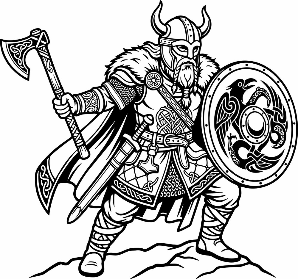 Viking Warrior Norsemen Battle Axe Shield Car Truck Window Vinyl Decal Sticker