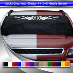 110-01 GOD IS GREATER Windshield Decal Window Sticker Vinyl Graphic Highs Lows