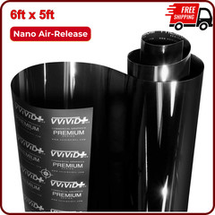 VViViD+ Ultra Gloss Premium Vinyl Car Wrap Film 6 FT x 5 FT, Gloss Piano Black