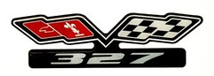 Chevy 327 (FLAGS) EMBLEM Super Sized BLACK