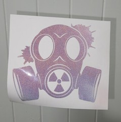 Gas Mask Radioactive style Decal Light activated Laptop Car Bumper PREMIUM