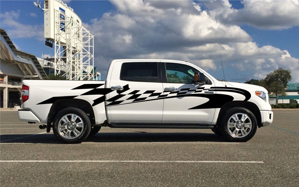 204″ x 21″ Racing Checkered Flag Graphic Stripe Decal Sticker Van Truck Vehicle
