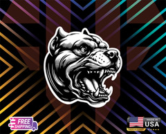 PITBULL FURY BLACK LAMINATED USA LA STICKER, DECAL, CAR 5YR VINYL FREE GIFT