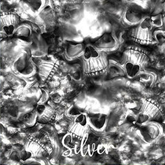 Reaper Skulls Silver vinyl Wrap air release MATTE Finish 12″x12″