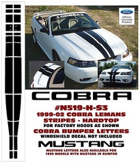 N519-H-S3-KIT 1999-02 FORD MUSTANG COBRA – COMPLETE LEMANS STRIPE – HARDTOP KIT