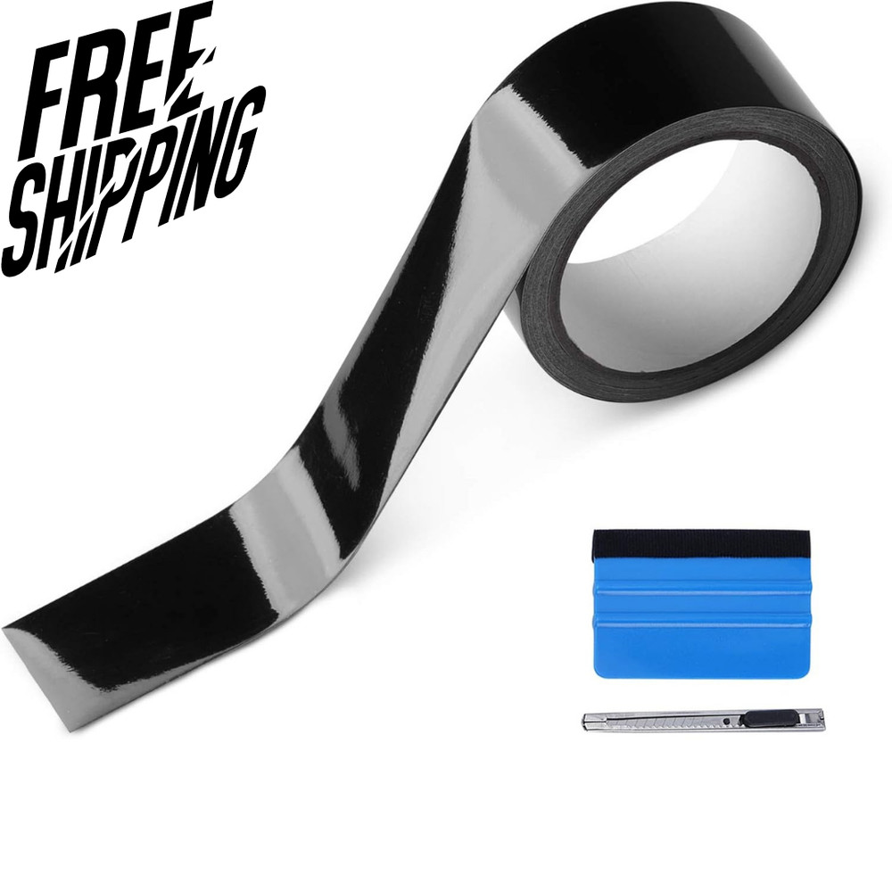 2″ x 30 Ft High Gloss Vinyl Tape for Black Out Chrome Delete Window Trim