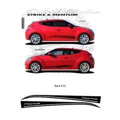 “Strike” Body Side Stripes Graphic Kit for Hyundai Veloster – Gloss Black