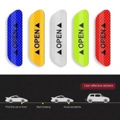 4x Reflective Car Door Warning Stickers Safety Tape Open Sign Night Visibility
