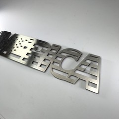 Stainless Steel “MERICA” Emblem Adhesive Decal for Cars & Trucks (Brushed)