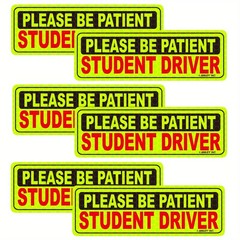6 Pcs Student Driver Magnet Car Signs Please Be Patient Car Bumper Sticker Decal
