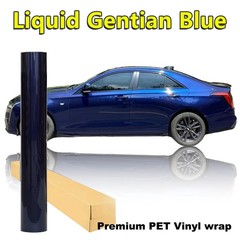 5FTx50FT PET Gentian Blue Metallic Vinyl Wrap Self-Adhesive Air Release US Stock