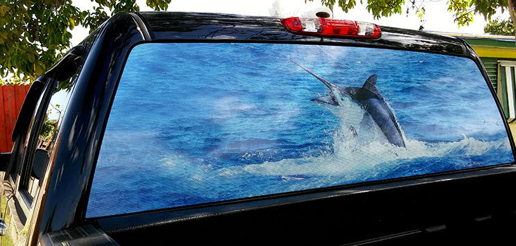 Rear window graphics Marlin