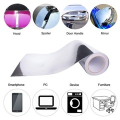 Car Vinyl Wrap Chrome Mirror Silver Self Adhesive DIY Decals Decoration 12″x60″