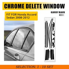 1-10Set For Honda Accord 2008-12 Overlay Vinyl Precut Window Trims Black Finish