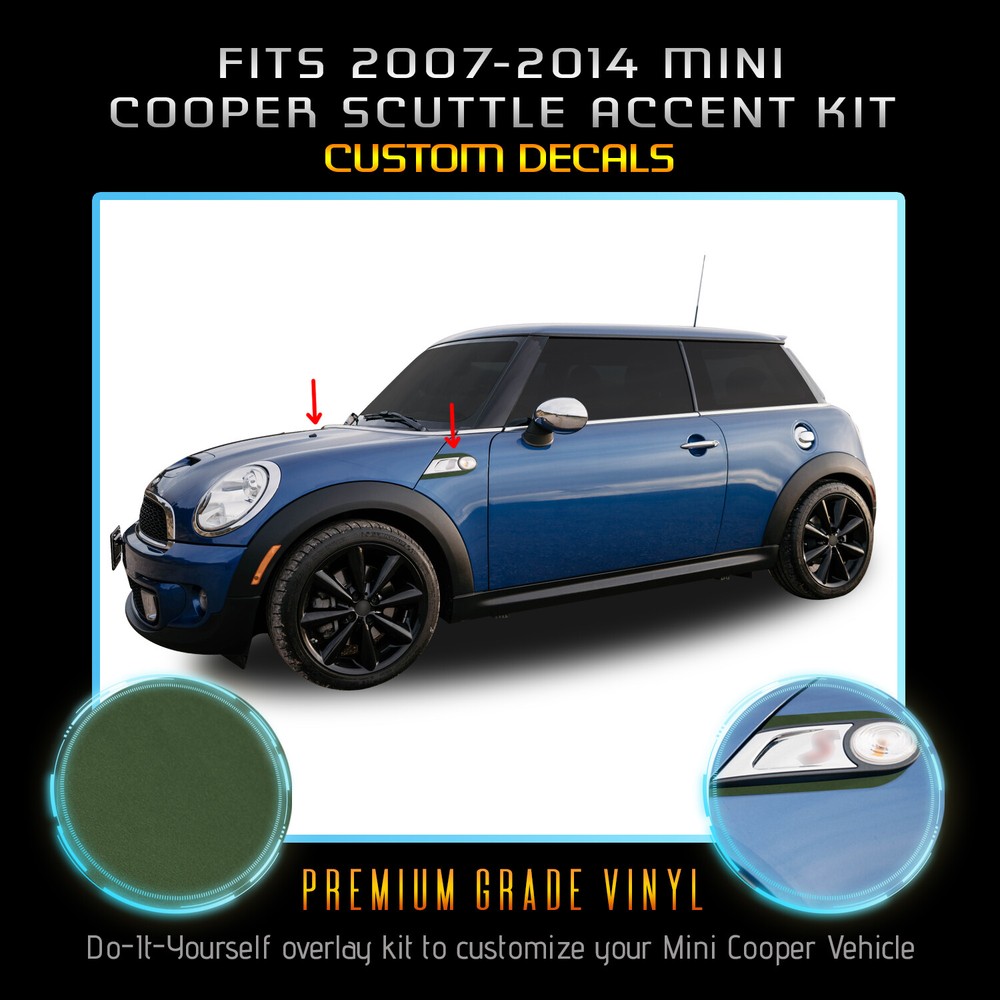 For 2007-2014 Mini Cooper Scuttle Trim Stripes Kit Vinyl Decals – Flat Matte