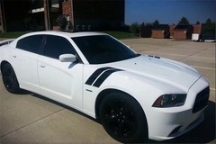4x White Stripe Car Wheel Fender Sticker Vinyl Graphic Decal 56x10cm Universal