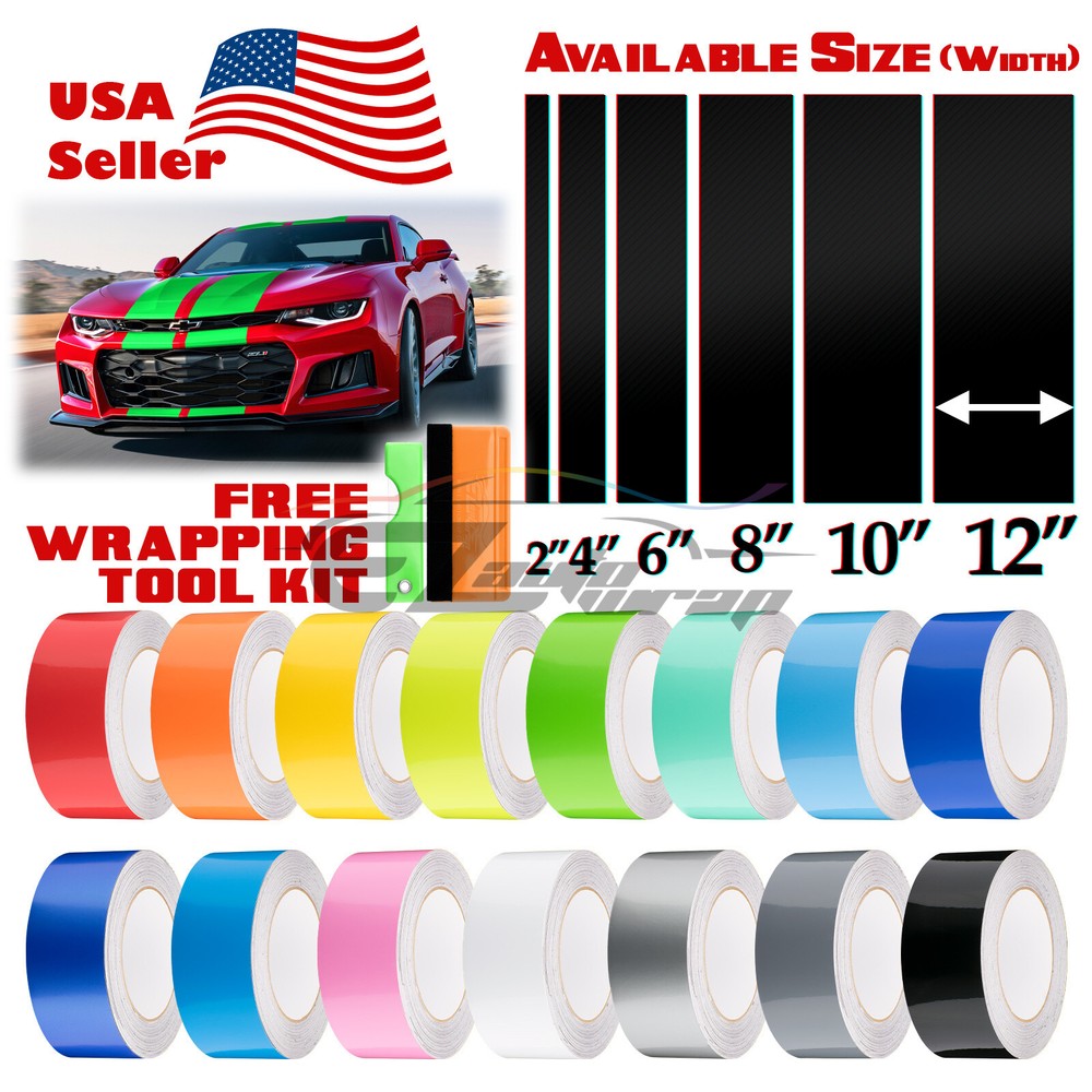 Gloss Color Racing Stripes Vinyl Wrap For Chevy Camaro Stripe Sticker 25FT /50FT