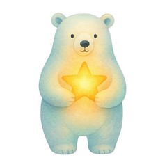 Holiday Sticker (2 Inch) Abstract Colorful Festive Christmas Polar Bear Star