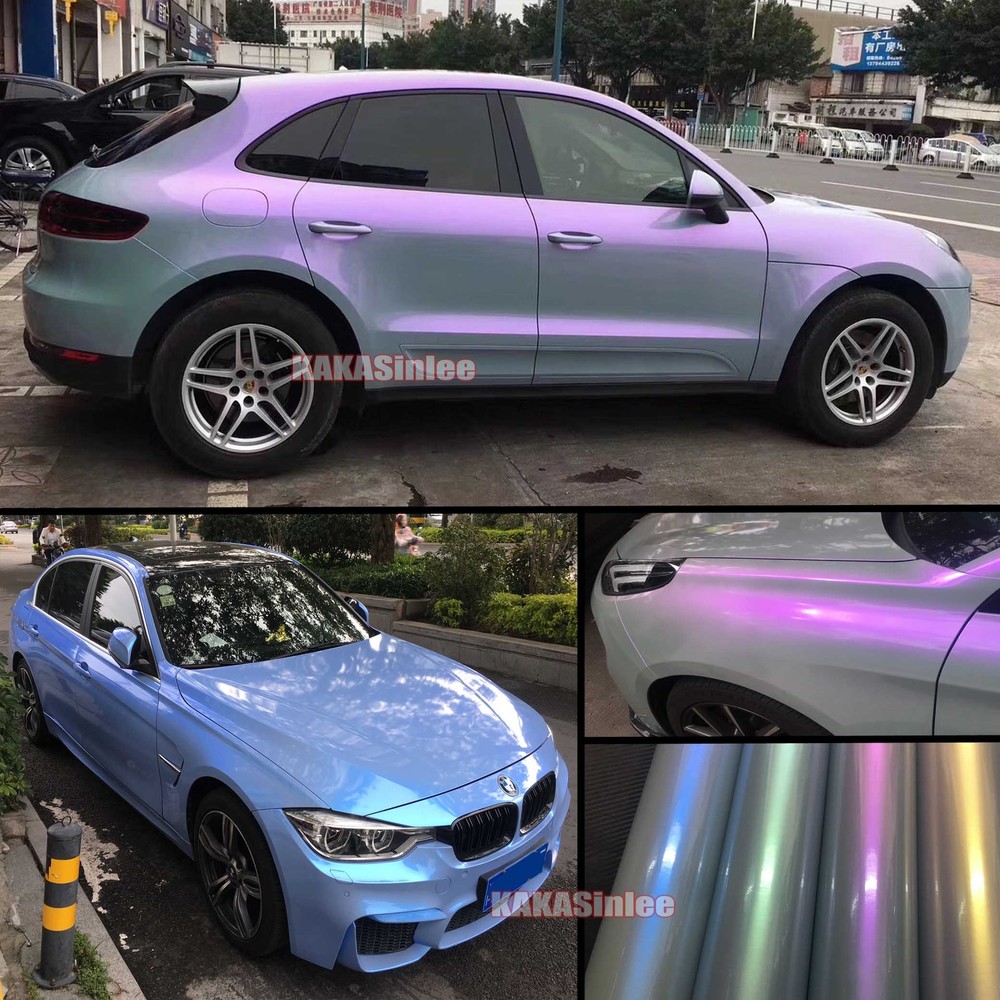 Grey Chameleon Pearl Metal Chrome Satin Glossy Entire Car Vinyl Wrap Sticker AX