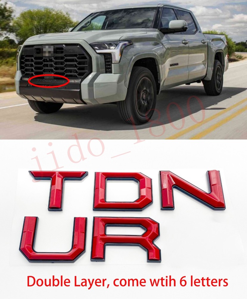 Red BLACK letters compatible with TOYOTA TUNDRA 2022 23 logo Front insert
