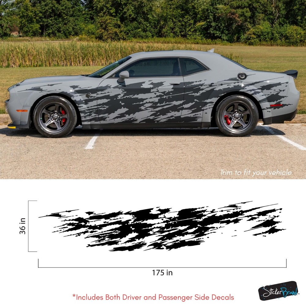 Car graphic decal sticker for Challenger, Charger. Splash Scratch Decal. #7102