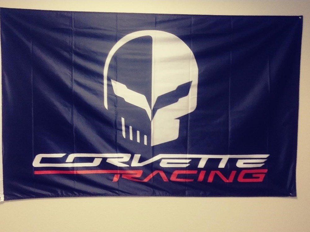 CORVETTE RACING SKULL FLAGS 3FT X 5FT C1 C2 C3 C4 C5 C6 C7 C8 USA SELLER