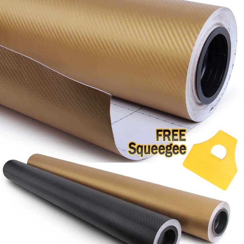 60″ x 60″ GOLD Carbon Fiber Vinyl Wrap 3D Bubble Free Air Release 5ft x 5ft