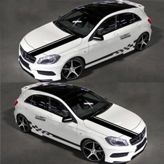 5Pcs Car Side Body Vinyl Decal Sticker Sports Racing Car Hood Long Stripe Decals