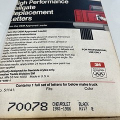 3M Scotchcal Replacement Letters 70078 Chevrolet 81-86 Black