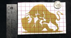 Bull Fighting Bear gold/brass vinyl decal stock market broker weatherproof USA