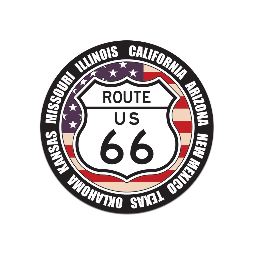 Round US Route 66 Sign Sticker Decal