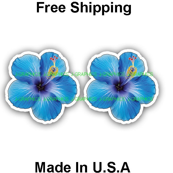 Hawaiian Hibiscus Flower (2) Pack Car Window Bumper Truck Vinyl Sticker Decal B