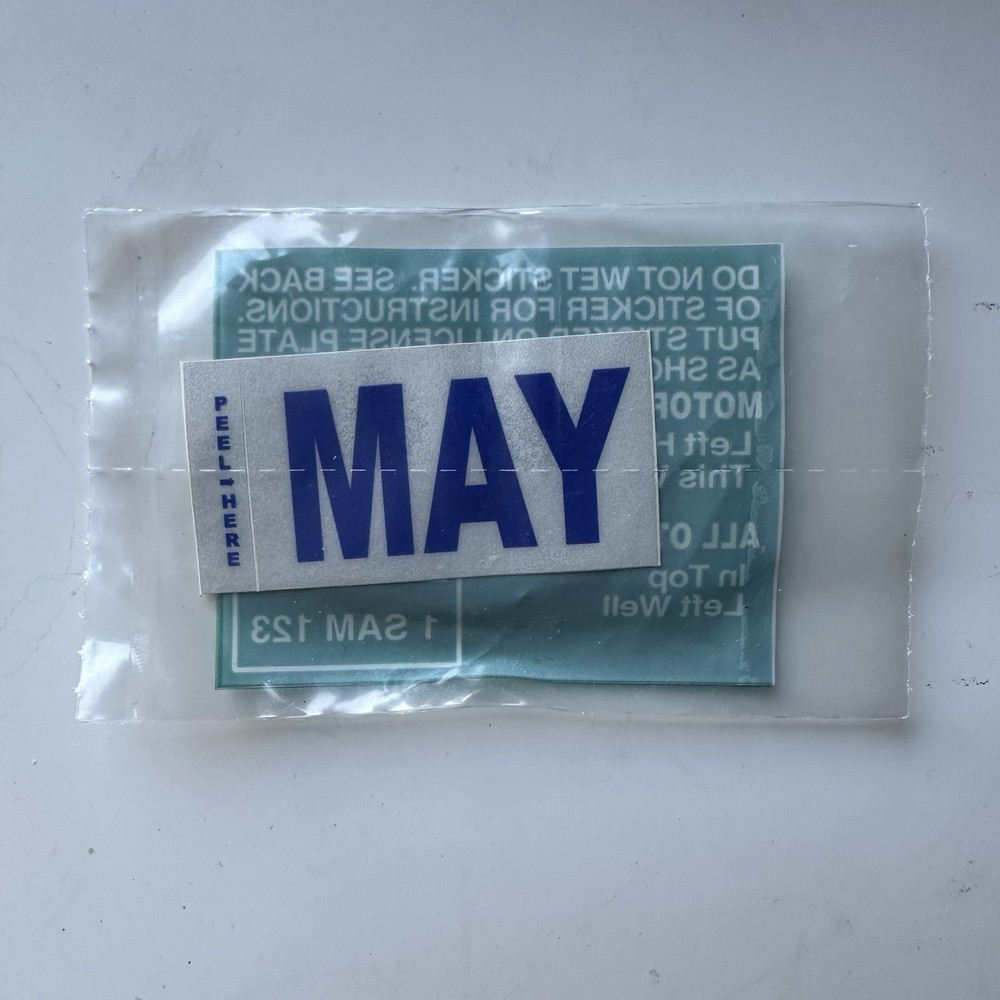 California Month Sticker (MAY) DMV License Plate Month Sticker Original