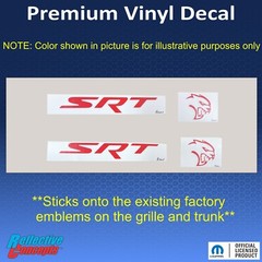 2018 – 2023 Challenger SRT Hellcat Front and Rear SRT Emblem Overlay Decals
