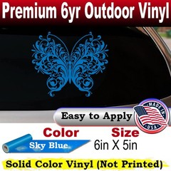 Swirl Butterfly Car or Truck Window Laptop Decal Sticker Sky Blue 6X5