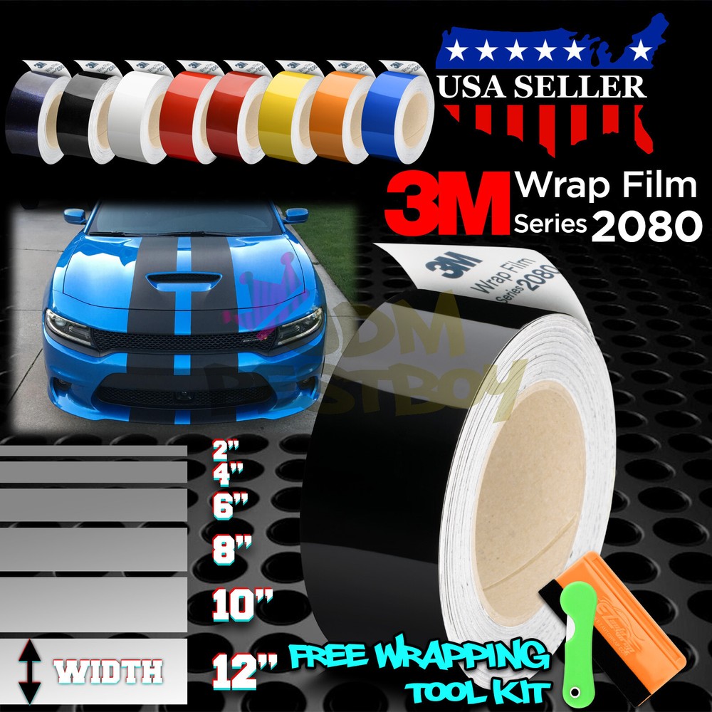 3M 2080 Gloss Racing Stripes Vinyl Wrap Rally Decal Sticker Hood Roof 10FT/20FT
