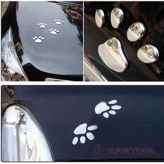 4 PCS 3D Sliver Dog Paw Car Decal Auto Bumper Window Laptops Decor Emblem Decal