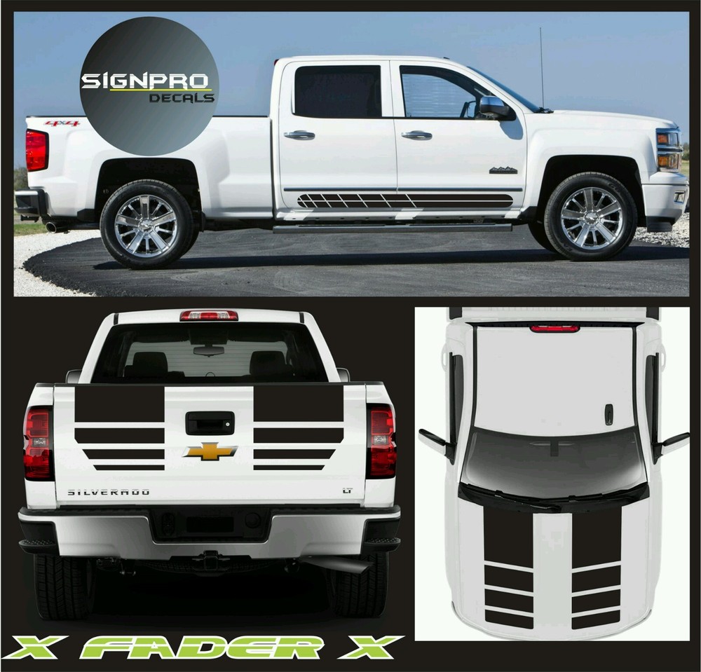 New Hood Tail Rally Stripes Decals Graphics X Fader X Fits Chevy Silverado