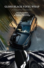 Vinyl Car Wrap 1ft x 5ft Gloss Black, Scratch Resistant, Air Release