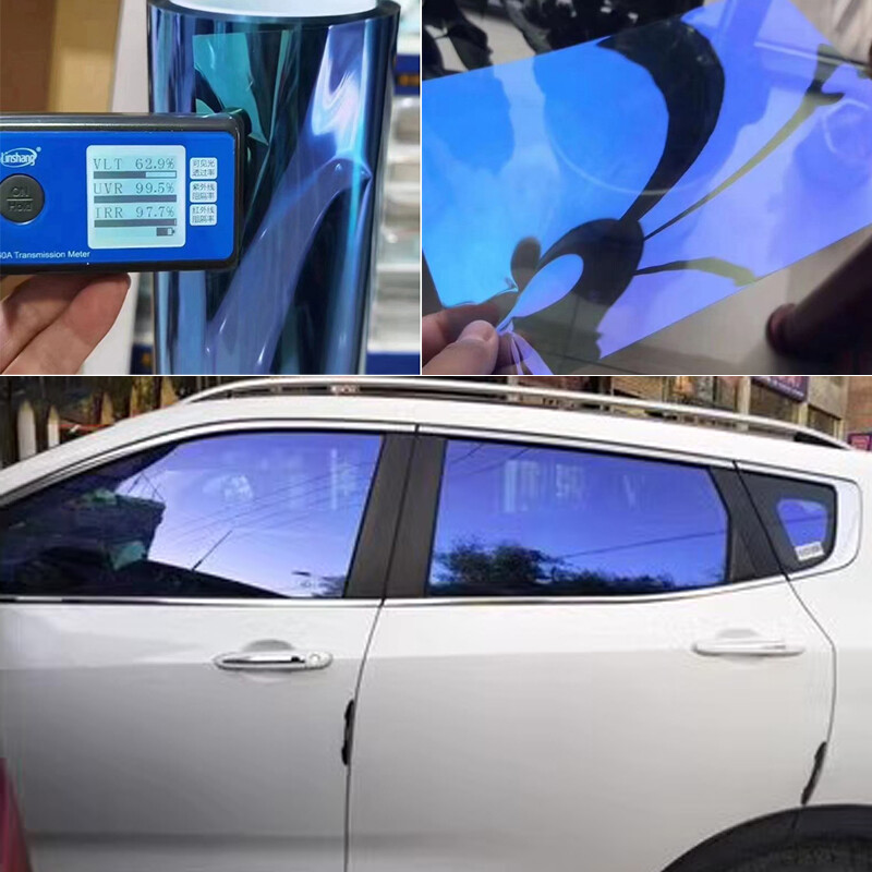 63%VLT Chameleon Light Blue Front Window Roll Tint Solar Film Protection Sticker
