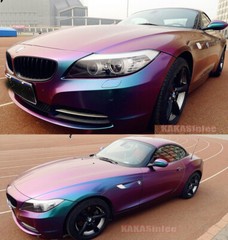 Bubble Free Whole Car Satin Metal Chameleon Vinyl Wrap Sticker Green Purple ABUS