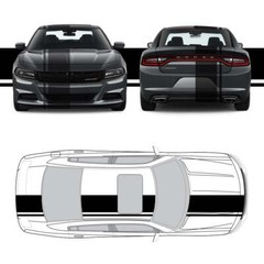Dual Racing Stripes [3x] 2″ , 2″, 18″ x 68″ Self Healing Vinyl Fits All Vehicles