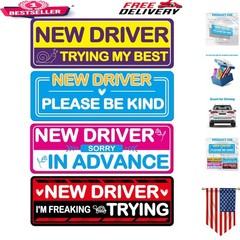 4 Pcs Student Driver Magnetic Car Stickers – Bright Reflective Safety Signs
